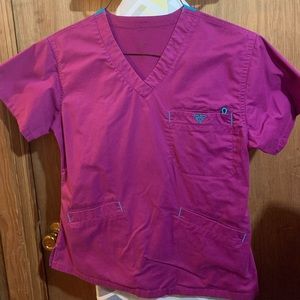 Med Couture scrubs, purple/teal accent